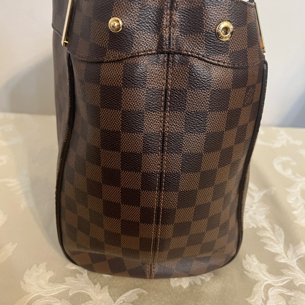 Louis Vuitton Brown Damier Ebene Canvas Tote with Gold Hardware - Picture 4 of 13